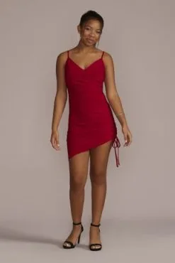 Short V-Neck Jersey Sheath With Asymmetrical Skirt