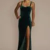 Sweetheart Velvet Tank Sheath Dress With Slit