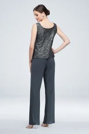 Long Lace Jacket Three-Piece Plus Size Pantsuit - Image 4