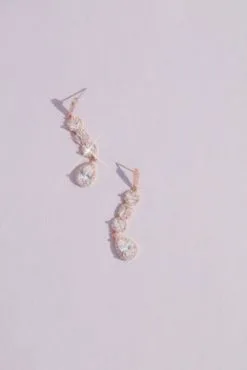 Crystal Shape Stack Halo Drop Earrings