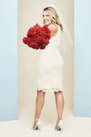 Short Plus Size Wedding Dress With Keyhole Cutout - Image 5