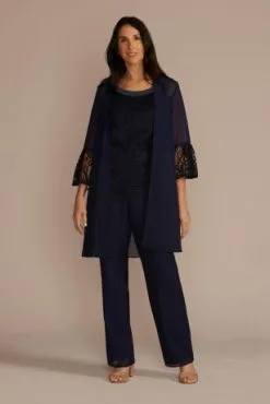 Three-Piece Georgette Lace Pantsuit