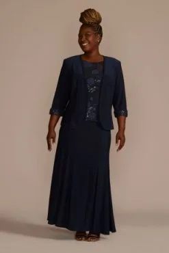 Embroidered Jersey A-Line Jacket Dress