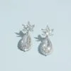 Cubic Zirconia Teardrop Leaf Earrings