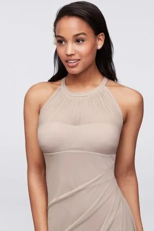 Sleeveless Long Mesh Dress With Illusion Neckline - Image 2