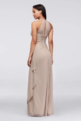 Sleeveless Long Mesh Dress With Illusion Neckline - Image 3