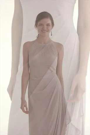 Sleeveless Long Mesh Dress With Illusion Neckline - Image 4