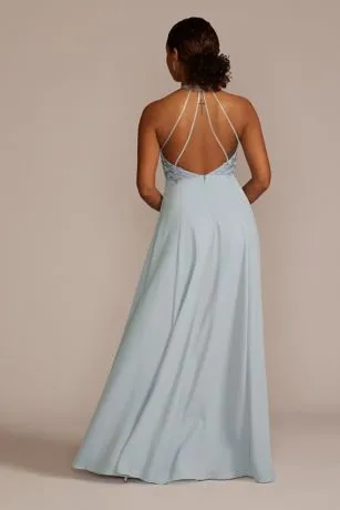 Halter Lace And Georgette Bridesmaid Dress - Image 4