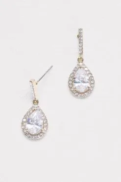 Pear Solitaire Pave Earrings