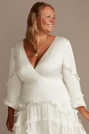 Charmeuse Ruffle Mini Dress With Back Tie - Image 3