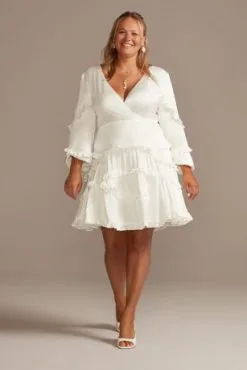 Charmeuse Ruffle Mini Dress With Back Tie