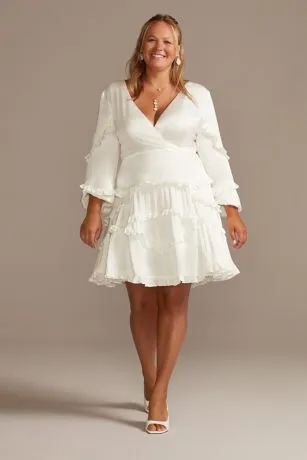 Charmeuse Ruffle Mini Dress With Back Tie