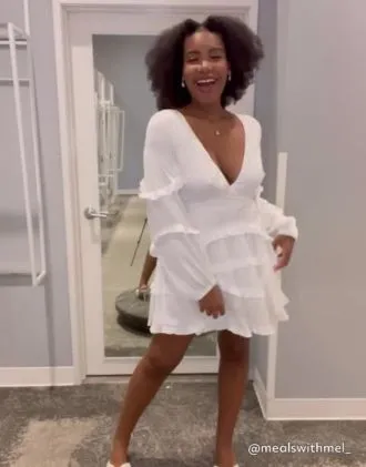 Charmeuse Ruffle Mini Dress With Back Tie - Image 4