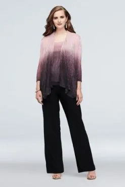 Crinkled Ombre Plus Size Three-Piece Pantsuit