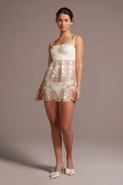 Chemise Set With Sheer Lace Skirt