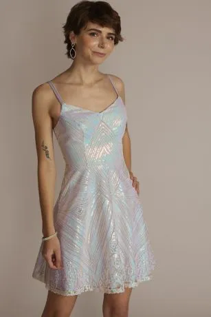 Short Iridescent Sequin A-Line Dress - Image 3