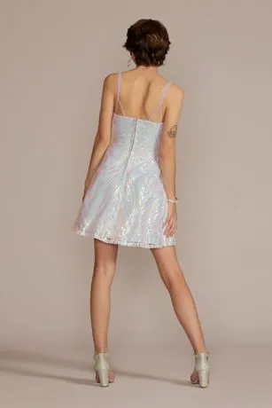 Short Iridescent Sequin A-Line Dress - Image 2
