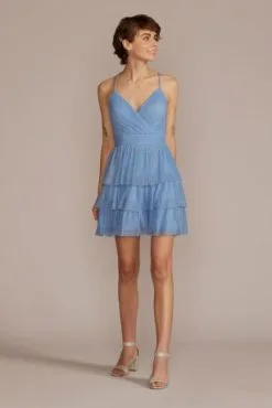 V-Neck Tiered Ruffle Mini Dress