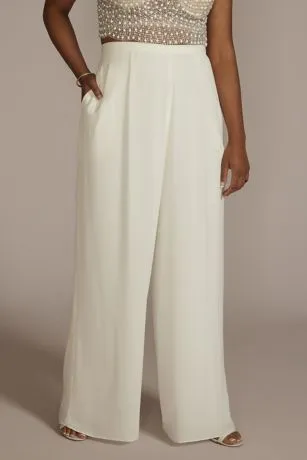 Crepe Wide Leg Wedding Separates Pant