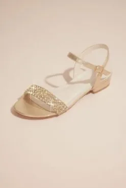 Embellished Low Block Heel Sandal With Ankle Strap
