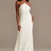 Beaded Stretch Crepe Halter Sheath Wedding Dress