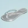 Metallic Thong Sandals With Pave Crystal Trim