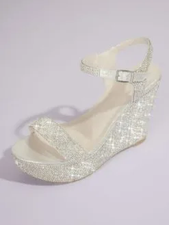 Allover Crystal Embellished Platform Wedges