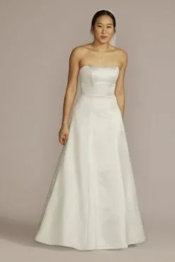 Strapless A-Line Satin Wedding Dress