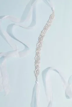 Crystal And Freshwater Pearl Filigree Leaf Sash