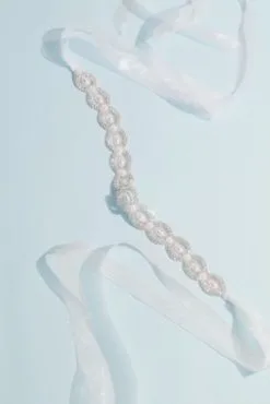 Oblong Crystal Ring Sash With Pearl Centers