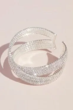 Pave Rhinestone Crossing Cuff Bracelet
