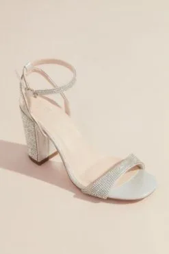 Sparkly Minimalist Ankle Strap Block Heel Sandals