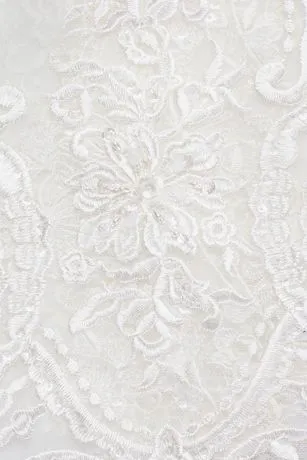 Beaded Lace Wedding Dress With Pleated Skirt - Image 5