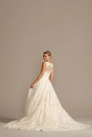 Beaded Lace Wedding Dress With Pleated Skirt - Image 2