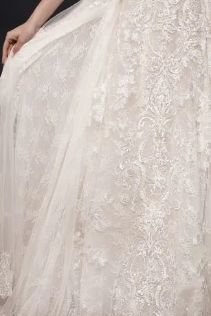 Beaded Lace Wedding Dress With Pleated Skirt - Image 6