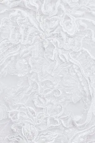 Beaded Lace Wedding Dress With Pleated Skirt - Image 7