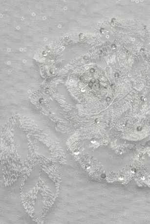 Large Floral Applique Beaded Strap Wedding Dress - Image 5