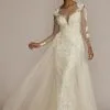 Beaded Sheath Wedding Dress With Overskirt