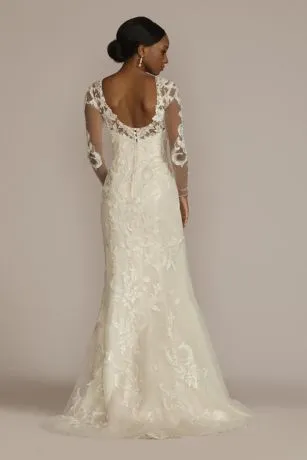 Beaded Sheath Wedding Dress With Overskirt - Image 4