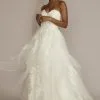 Tiered Floral Ball Gown Wedding Dress