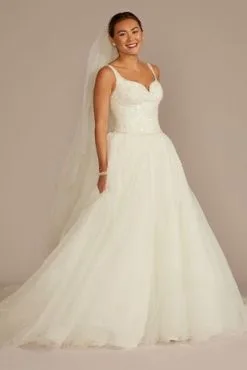 Sweetheart Beaded Tulle Ball Gown Wedding Dress