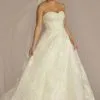 Strapless Beaded Lace Ball Gown Wedding Dress