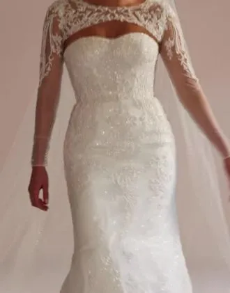 Beaded Lace Wedding Dress With Removable Sleeves - Image 4
