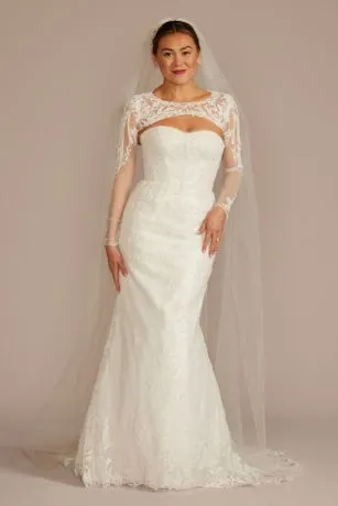 Beaded Lace Wedding Dress With Removable Sleeves