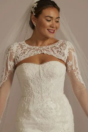 Beaded Lace Wedding Dress With Removable Sleeves - Image 3
