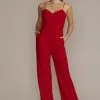 Stretch Crepe Corset Straight Leg Jumpsuit