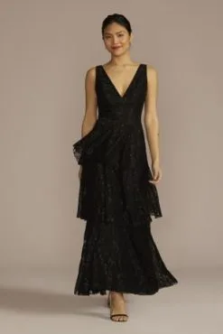 V-Neck Tiered Lace Tank Dress