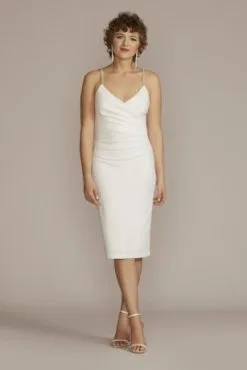 V-Neck Crepe Midi Dress