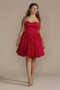 Sweetheart Satin Bubble Hem Mini A-Line Dress