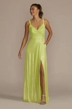 Surplice Metallic Chiffon Foil A-Line